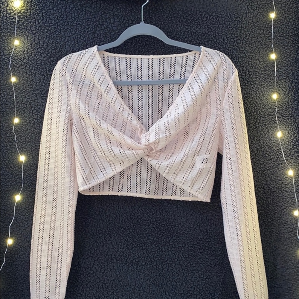 Twist Front Crop Top Biege